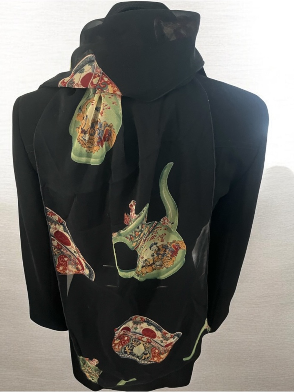 Vintage HARARI Silk Japanese Tea Time Scarf